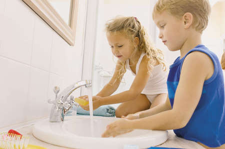 Children Washing Hands Teaching Children To Wash Their Hands Properly Is An Important Skill.