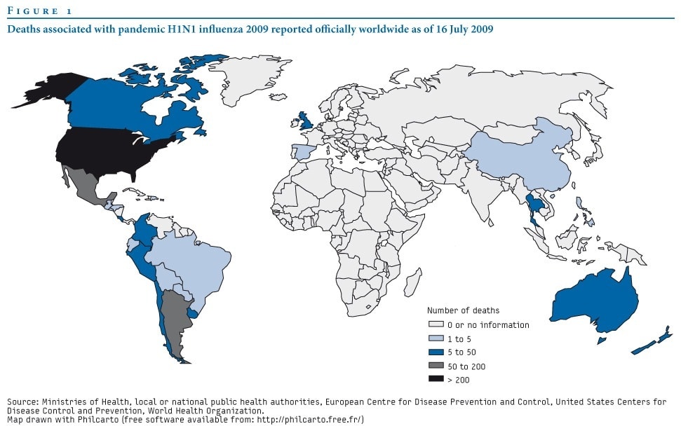 Deaths Associated With H1N1 Worldwide As Of July 16, 2009