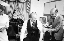 President Gerald Ford Receiving A Swine Flu Vaccine In 1976 In The Oval Office