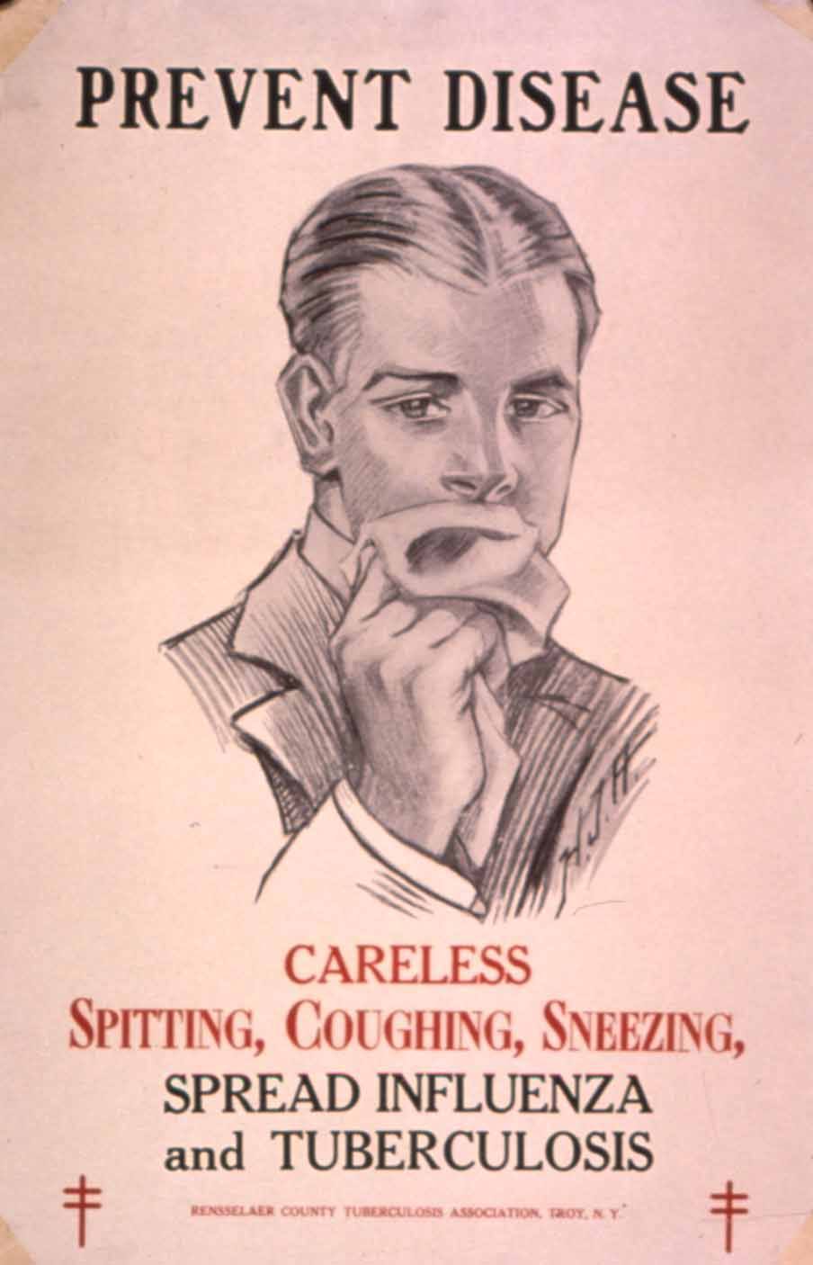 A Health Education Poster From The Famous 1918 Spanish Flu Reminding Us That Our Cough Hygiene (And Spitting Too!) Is Important In Disease Prevention