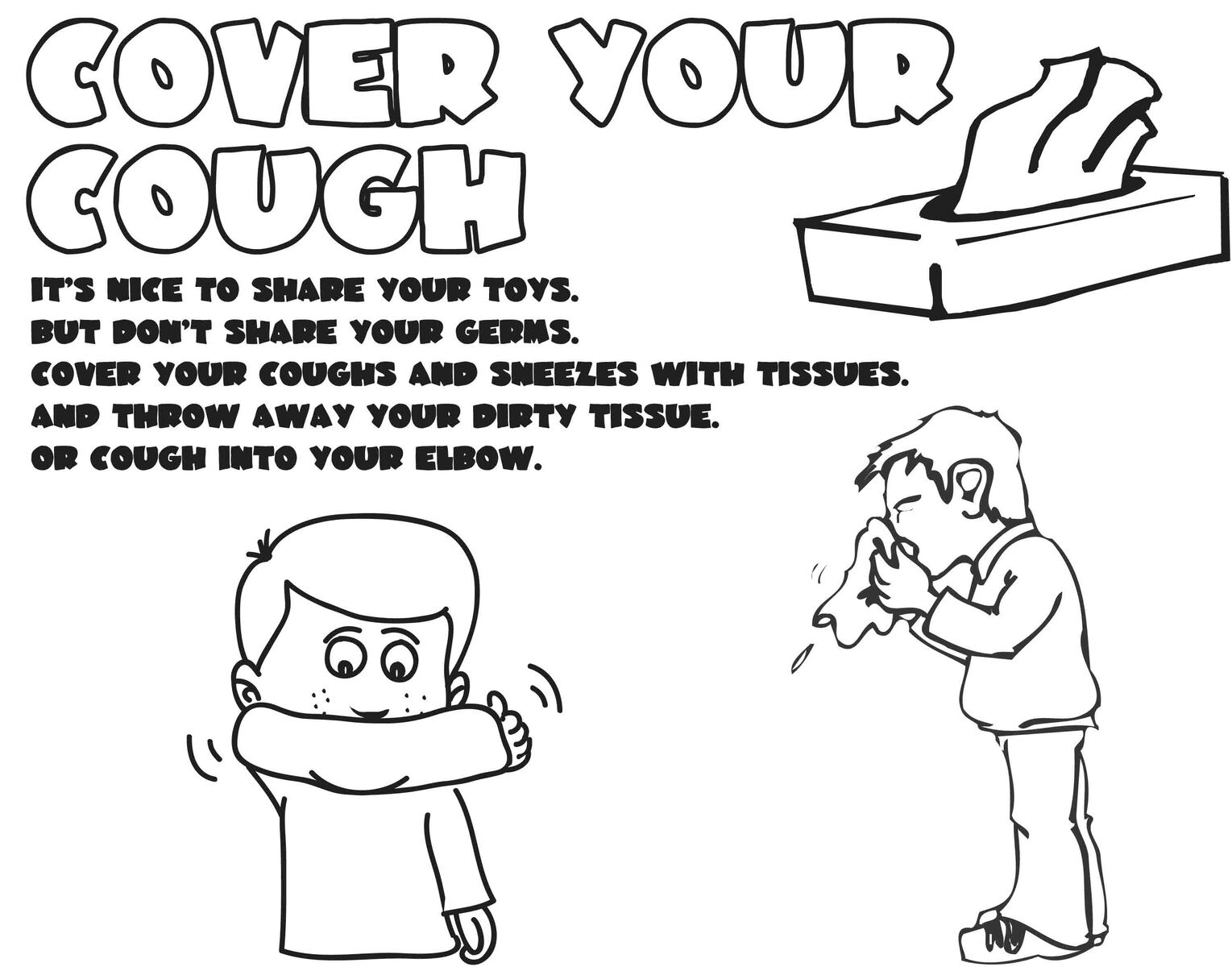 cover cough coloring page Cover Your Cough Coloring Page