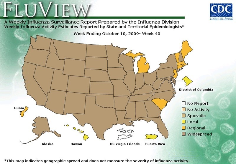 As Can Clearly Be Seen From This Weeks Map, The Entire Country Has The Flu!
