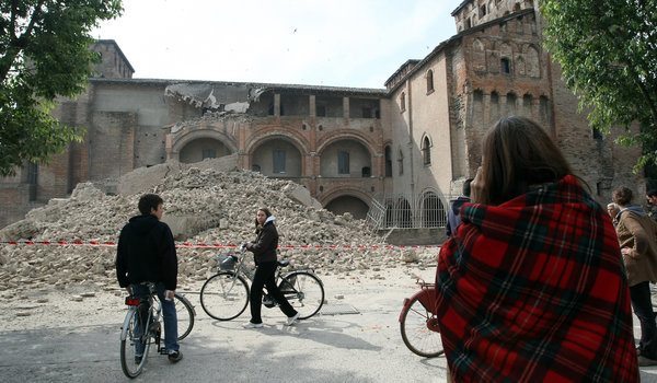 Residents Of Finale Emilia Viewed Damage To The Castello Delle Rocche