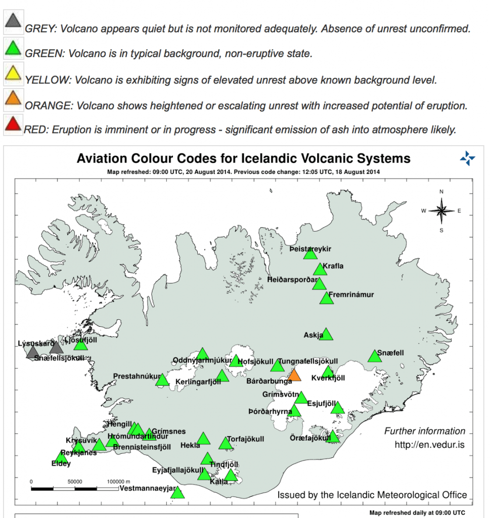 Aviation Color Codes For Icelandic Volcanic Events