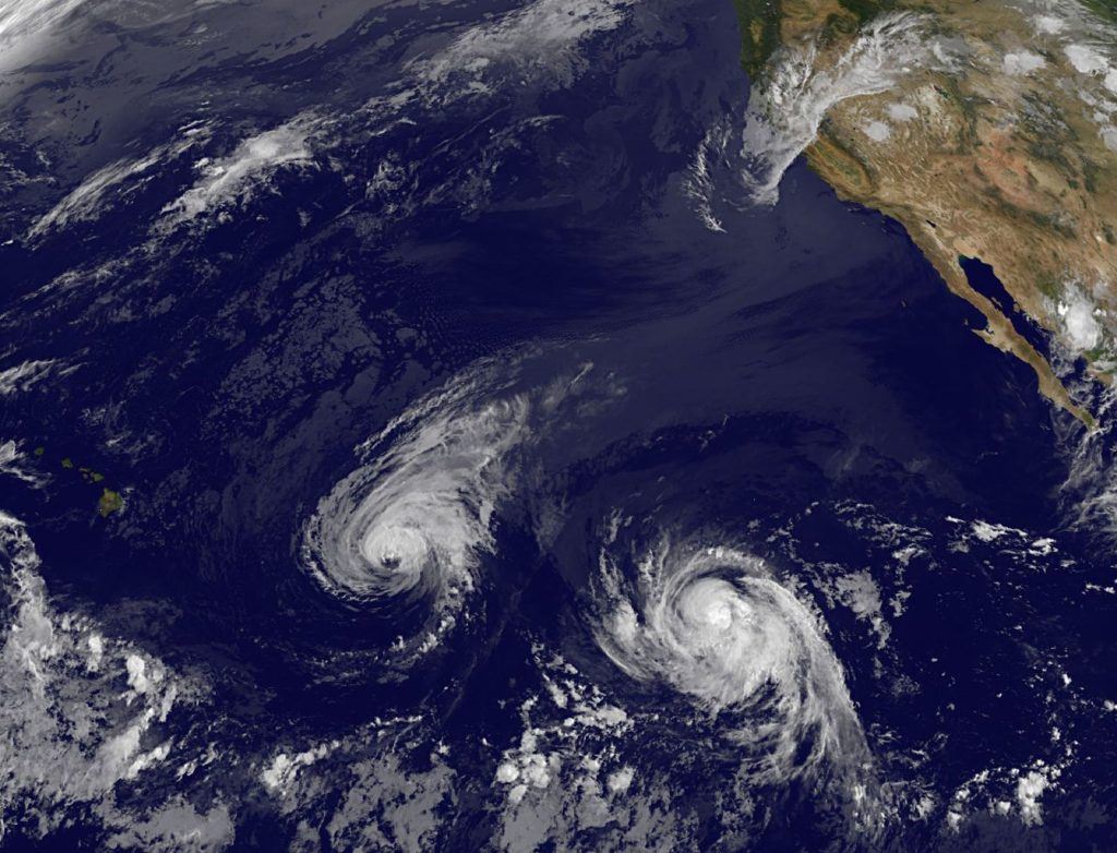 Hurricane Iselle, Center, And Tropical Storm Julio, Right.
